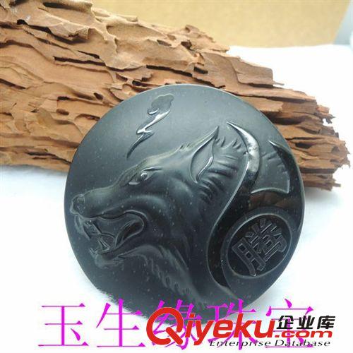玉生緣 和田玉墨玉精雕狼頭皮帶扣 和田墨玉掛件批發(fā) 南陽批發(fā)網(wǎng)