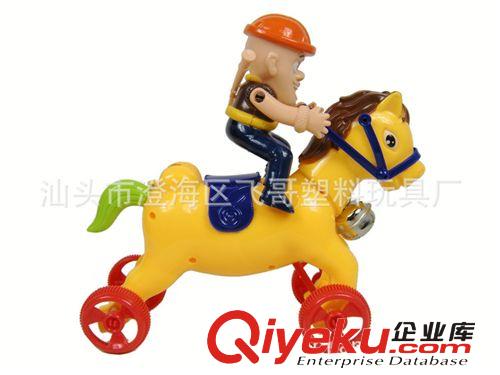 K056884推拉馬載光頭強  手推騎馬 學(xué)步玩具 鈴鐺兒童玩具批發(fā)