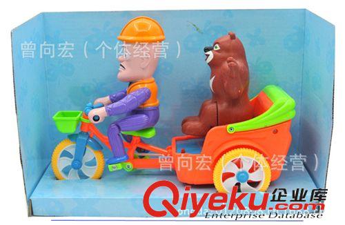 690電動(dòng)三輪車光頭強(qiáng)帶熊大玩具 拉車夫光頭強(qiáng)拉熊大 燈光音樂原始圖片3