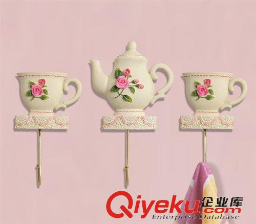 供應批發  田園創意掛鉤 衣帽掛鉤 玫瑰花掛鉤 茶壺掛鉤 居家用品