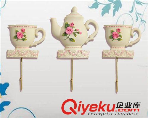 供應(yīng)批發(fā)  田園創(chuàng)意掛鉤 衣帽掛鉤 玫瑰花掛鉤 茶壺掛鉤 居家用品原始圖片2