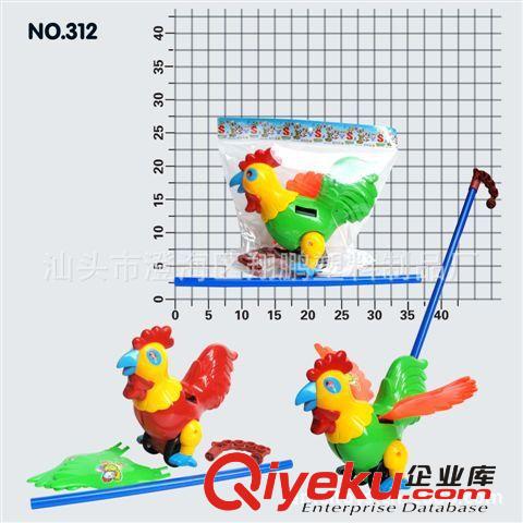 【樂美玩具】供應(yīng)手推公雞（大紅/綠） 慣性推拉玩具 推飛機(jī)