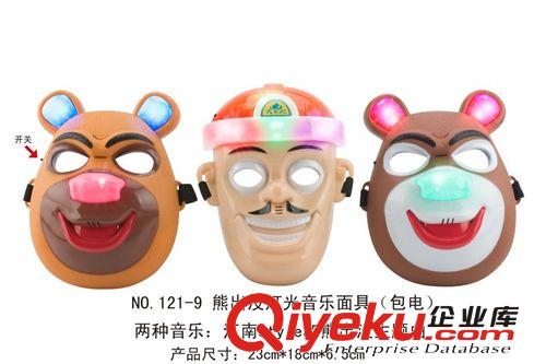 熊出沒面具帶燈光音樂 兒童玩具 光頭強(qiáng)面具 熊大面具 熊二面具