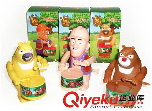熊大.熊二上鏈打鼓  上鏈熊出沒打鼓玩具 熊出沒系列 上鏈玩具