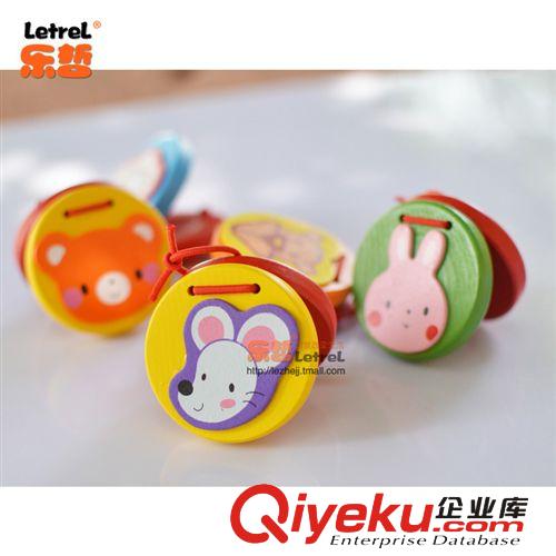 卡通木質彩色響板快板早教園小學發聲樂器玩具小額批發嬰幼兒教具原始圖片3