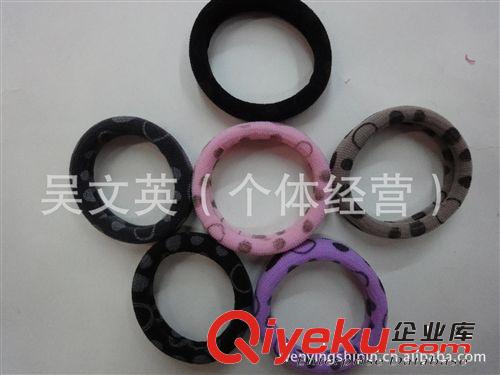 流行時尚韓版高彈力無接縫印花皮筋頭圈發圈 圓斑印花