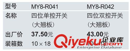 民揚tj開關面板插座 四開單控開關 四聯四位拉絲墻壁家用開關