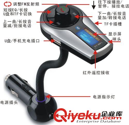 供應(yīng)車載MP3 配置2.4G全方位方向盤遙控器控制，配帶藍(lán)牙免提功能原始圖片2