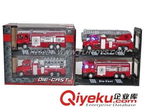 生产销售NO.YLH252B1合金车1:60灯光音乐回力合金模型消防车2PCS