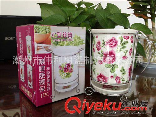 長(zhǎng)期供應(yīng)滿花玫瑰圖案陶瓷筷子筒 陶瓷花卉筷子筒原始圖片3