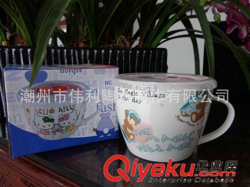 現(xiàn)貨熱銷陶瓷斜口大湯杯 心形圖案帶蓋杯子 精美禮品 陶瓷杯原始圖片3