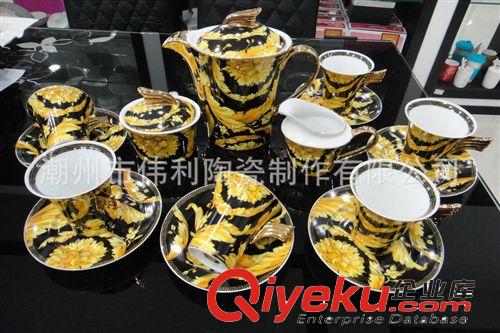 廠家熱銷(xiāo) 陶瓷家居用品咖啡具套裝15頭 陶瓷咖啡具