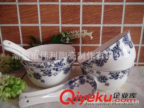 [小額批發(fā)]中式花卉圖案陶瓷飯碗  骨瓷金鐘碗 套裝餐具原始圖片3