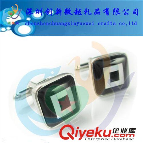 廠家供應(yīng)黑色方形袖扣，精美圓開袖扣原始圖片2