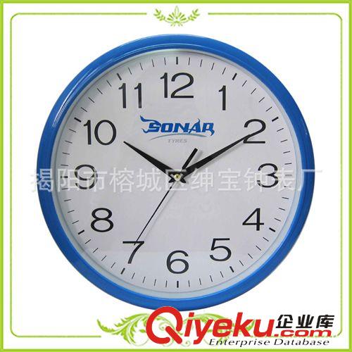 【廠價定制】12英寸藍色掛鐘 出口圓形禮品掛鐘 可印客戶LOGO原始圖片3