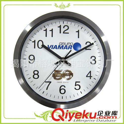 【廠價(jià)定制】拉絲不銹鋼禮品鐘 金屬廣告促銷鐘 Metal Wall Clock