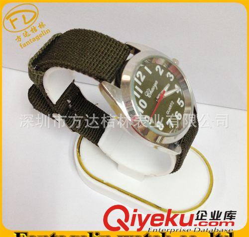 深圳工廠直銷拼色條紋織帶手表 尼龍帶滌淪帶禮品手表促銷原始圖片2