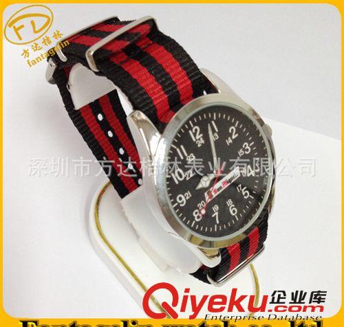 深圳工廠直銷拼色條紋織帶手表 尼龍帶滌淪帶禮品手表促銷