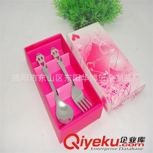 【廠家直銷】不銹鋼彎柄笑臉餐具兩件套  勺叉套裝原始圖片3