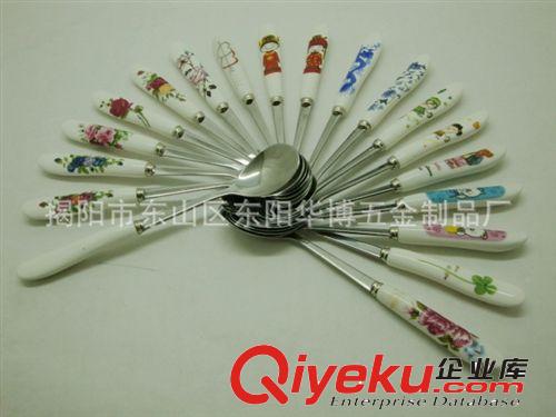 華博供應(yīng)陶瓷柄（小勺小叉） 陶瓷套裝精美餐具原始圖片2