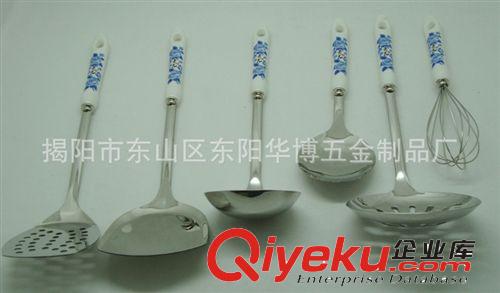 【低價促銷】陶瓷柄廚具七件套 陶瓷柄不銹鋼廚具套裝 廚美廚具原始圖片2