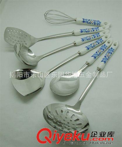 【低價促銷】陶瓷柄廚具七件套 陶瓷柄不銹鋼廚具套裝 廚美廚具原始圖片3