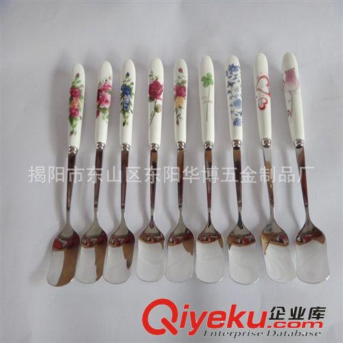 供應精美韓式餐具 陶瓷不銹鋼奶油勺 多種花色 歡迎來電訂購原始圖片2