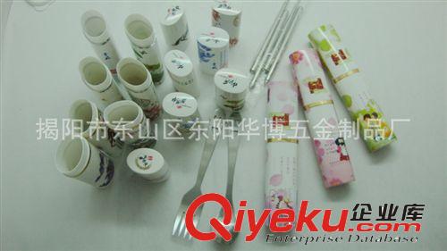 廠家推薦卡通不銹鋼便捷餐具套裝 筆筒式時尚禮品餐具原始圖片2
