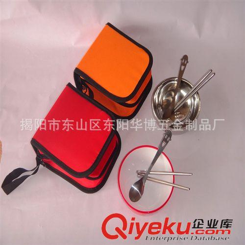 供應(yīng)單碗包布袋餐具套裝 笑臉勺色釉碗不銹鋼筷子禮品原始圖片2
