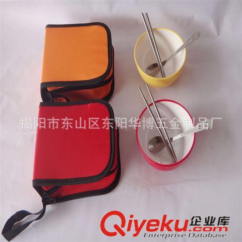 供應(yīng)單碗包布袋餐具套裝 笑臉勺色釉碗不銹鋼筷子禮品原始圖片3