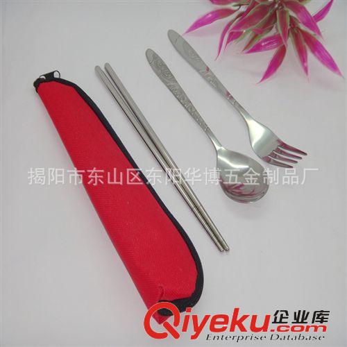 新品供應四彩布袋 拉鏈式帆布旅行餐具套裝兩件套三件套批發0.6元原始圖片2