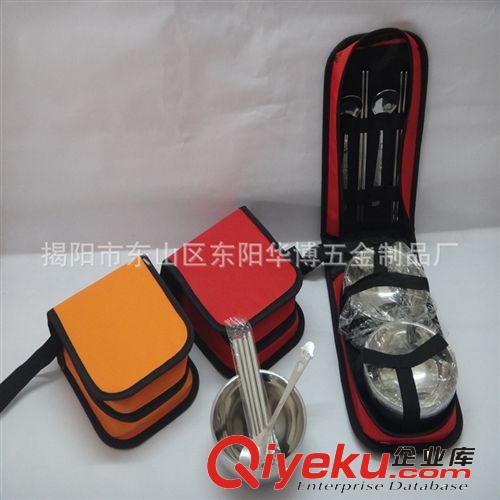 供應紅色單包碗不銹鋼餐具 不銹鋼碗笑臉勺雙節筷子禮品套裝原始圖片3