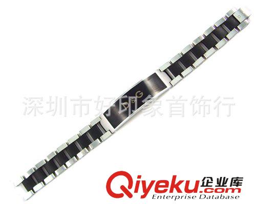供應不銹鋼手鏈飾品 黑色碳纖維間銀邊手鏈飾品 新奇特飾品原始圖片3