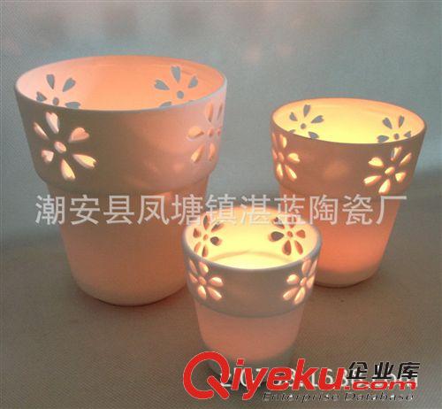 家居裝飾品 陶瓷噴沙鏤空燈  陶瓷蠟燭杯 簡約現代工藝香薰燈原始圖片2