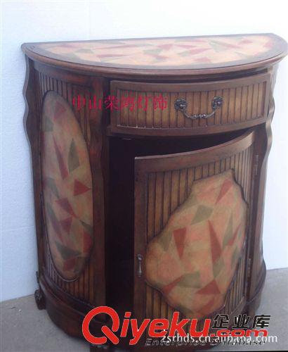 廠家生產(chǎn) 歐美式 半圓柜 仿古柜子 畫花 圖案 gd效果 外貿(mào)家具原始圖片2