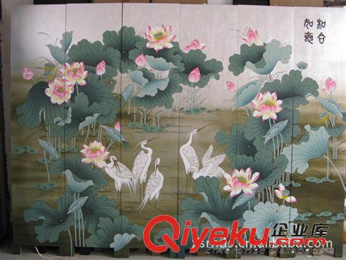 廠家大量生產(chǎn)中式手繪(龍鳳吉祥)漆藝酒店隔斷屏風(fēng)原始圖片2