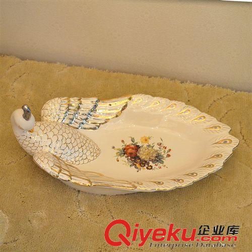 爆款歐式gd復古陶瓷果盤 孔雀水果盤 喬遷婚慶禮品 批發tj