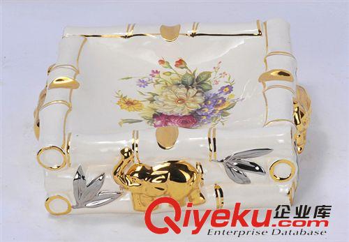 豪華歐式復古玫瑰煙灰缸客廳用品 陶瓷煙灰缸 手工定制 tj批發原始圖片2