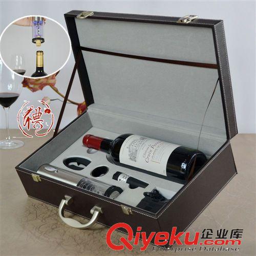 紅酒單支酒箱 不銹鋼電動開瓶器五件套單支酒箱原始圖片2