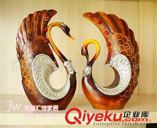 樹脂擺件 樹脂工藝品 工藝擺設 浪漫情侶天鵝 婚慶禮品 FZ913原始圖片3