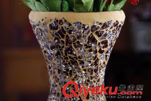 千萬現(xiàn)貨 歐式彩色馬賽克玻璃花瓶 家居擺件禮品批發(fā) BB404原始圖片2