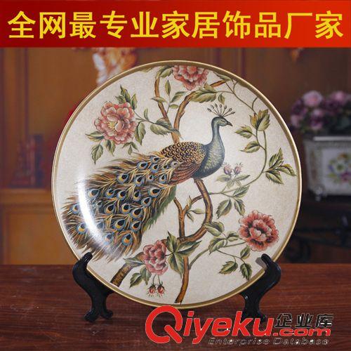 歐式 陶瓷彩繪裝飾盤 家居裝飾品 陶瓷創(chuàng)意工藝禮品擺件 XC1136