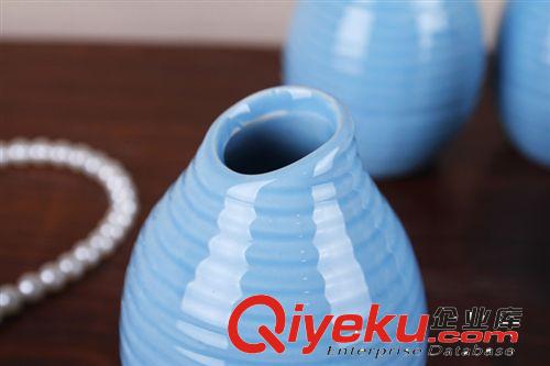 zakka陶瓷花器 現(xiàn)代時(shí)尚簡約 創(chuàng)意手工螺紋花瓶 套裝 XC511原始圖片3