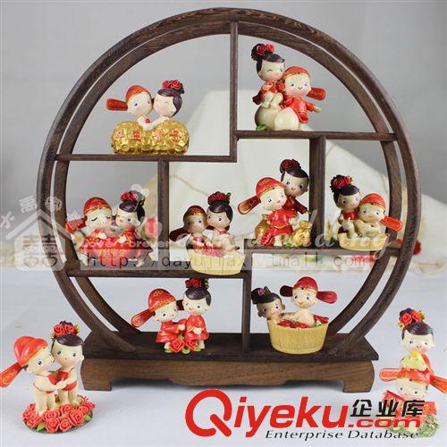 大禹家喜樹脂工藝品結婚禮物創意娃娃婚慶禮品中國紅小擺件9050