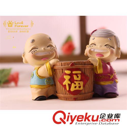 大禹家喜&樹脂工藝品 DY9928 家居擺設(shè)抱福桶創(chuàng)意禮品送公婆禮物