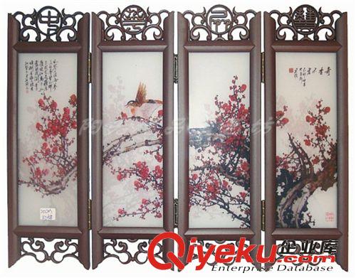 仿古鏤空創(chuàng)意小屏風居家擺件紅梅花裝飾品 商務會議出國外事禮品