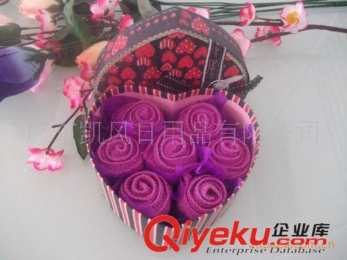 心型盒裝玫瑰花造形毛巾 情人節(jié)生日婚慶禮物 創(chuàng)意新奇特生活用品原始圖片2