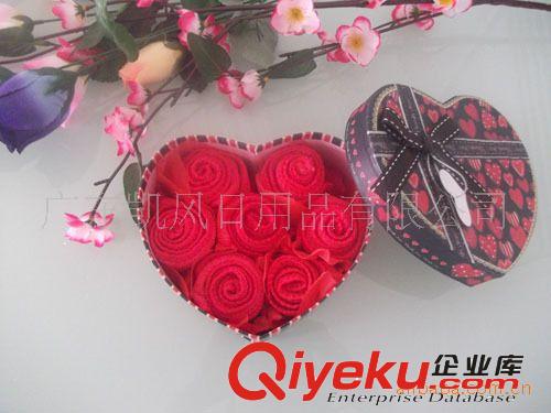 心型盒裝玫瑰花造形毛巾 情人節(jié)生日婚慶禮物 創(chuàng)意新奇特生活用品原始圖片3