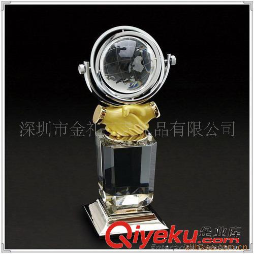 《供應》直銷水晶與金屬的wm結合呈現gd商業合作握手水晶獎杯原始圖片3