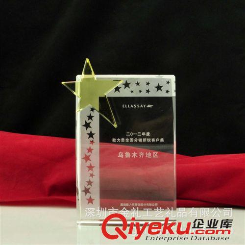 廠家定制創意水晶工藝品、磨砂星星獎杯活動紀念、免費做logo